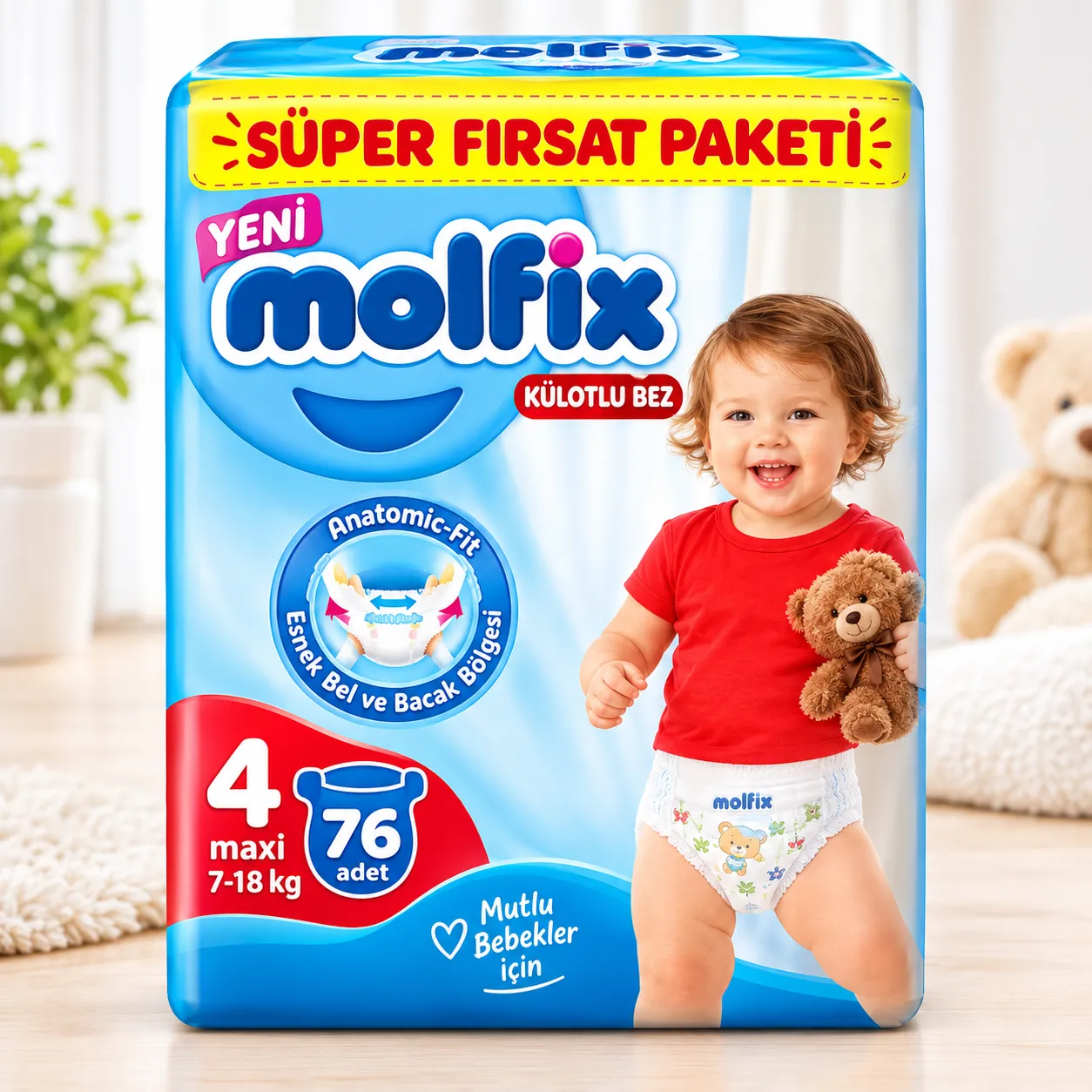 Molfix Pants System Baby Diaper (Maxi) (9-14 kg) (76pcs)