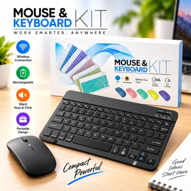 Slim Wireless Mouse and Keyboard Combo Kit – Ergonomic Silent Typing, 2.4GHz Wireless USB Receiver, Sleek Portable Design for Office, PC &amp; Laptop thumbnail