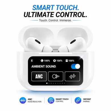 A9 Pro ANC True Wireless Earbuds – Smart Touch Screen Charging Case, Active Noise Cancellation, 13mm Drivers, GPS Location &amp; 35H Battery thumbnail