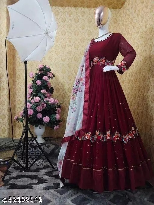 Ready-made embroidered georgette party dress