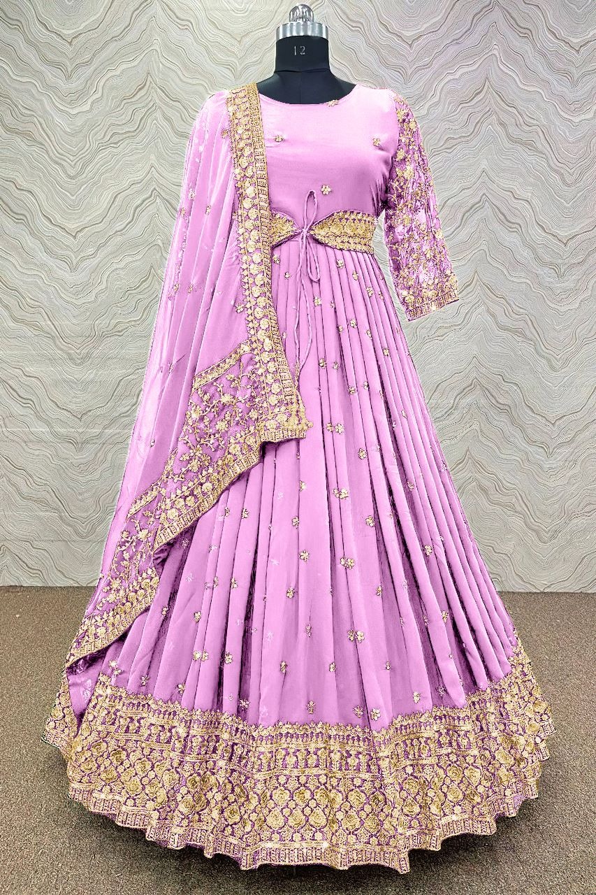 Georgette Embroidered Long Floor Length Anarkali Party Dress