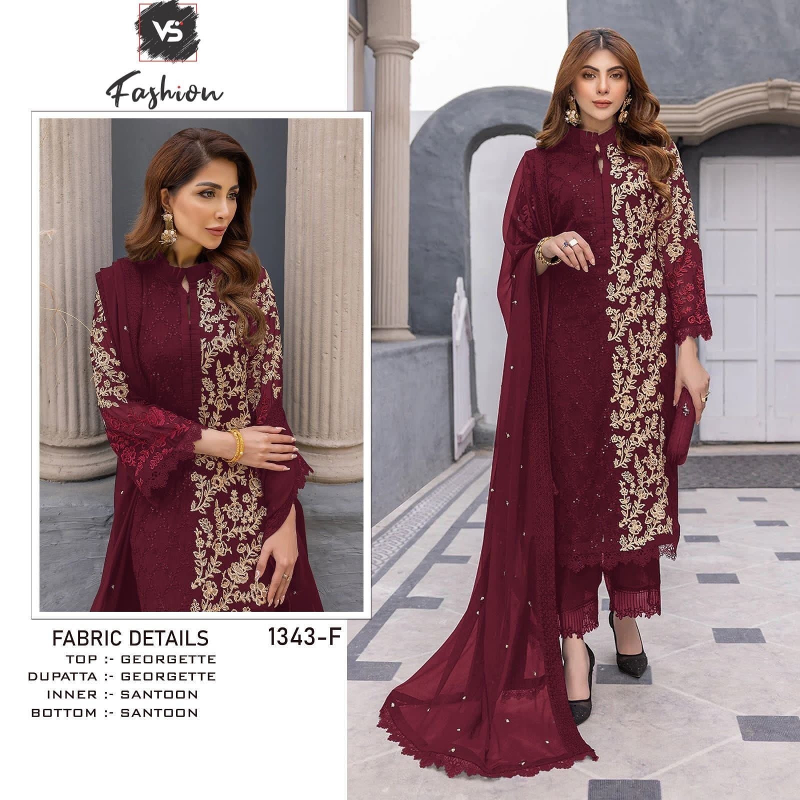 Ready-made embroidered Georgette three-piece set