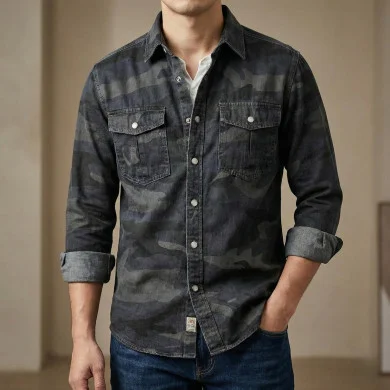 Full sleeves double pocket kemo printed Shirt thumbnail