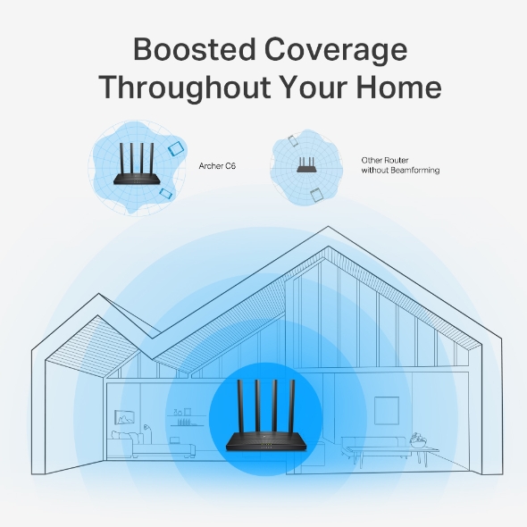 TP-Link Archer C6 AC1200 Dual-Band Gigabit Wi-Fi Router – MU-MIMO, Beamforming, Access Point Mode &amp; OneMesh Support for Whole-Home Coverage thumbnail